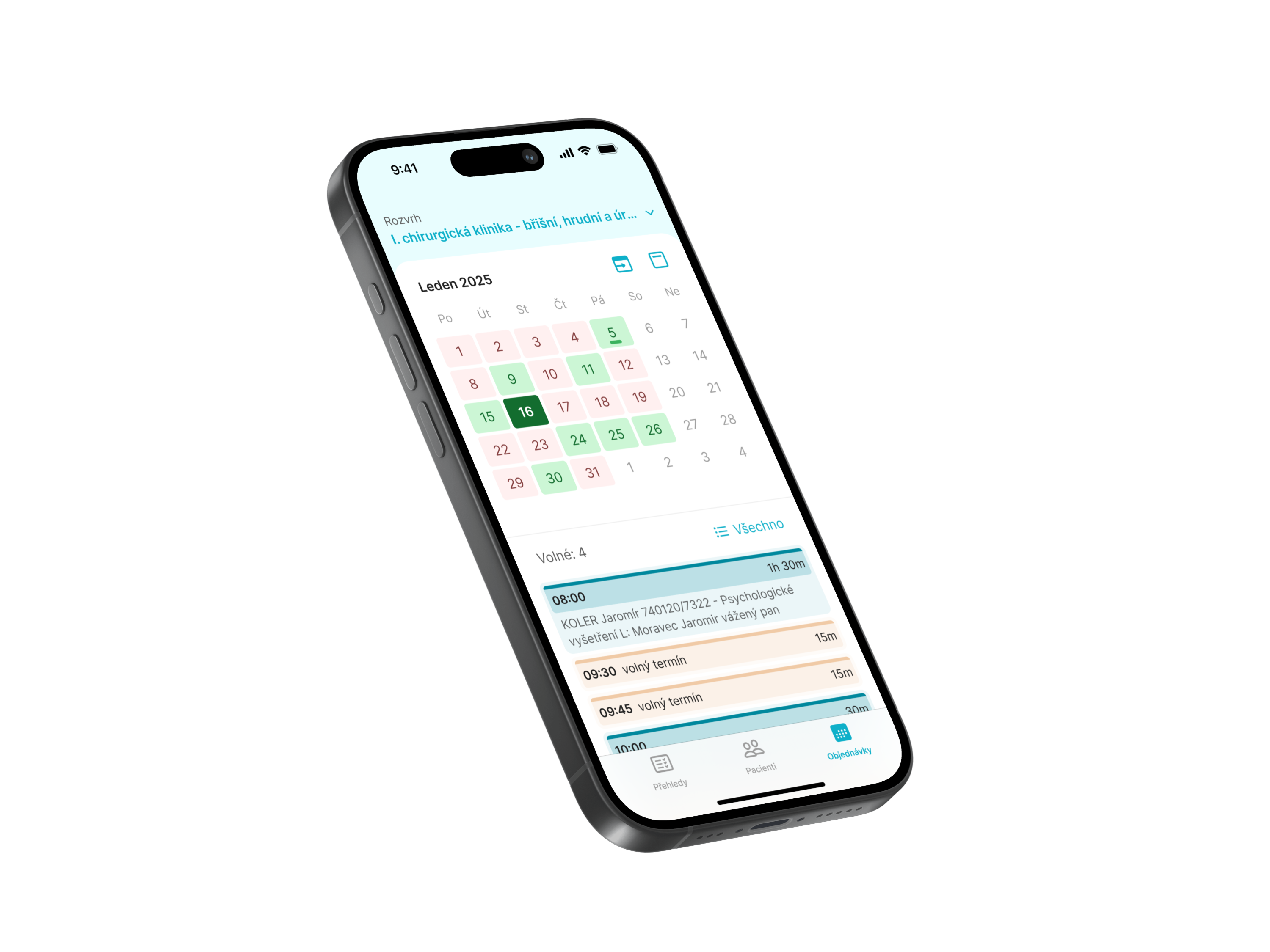 Mobilní aplikace mMobile s rozvrhem zdravotníka